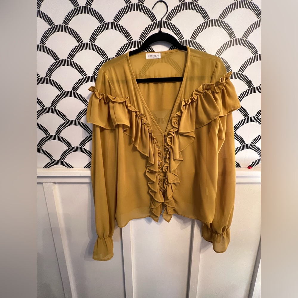Gold blouse with detailing